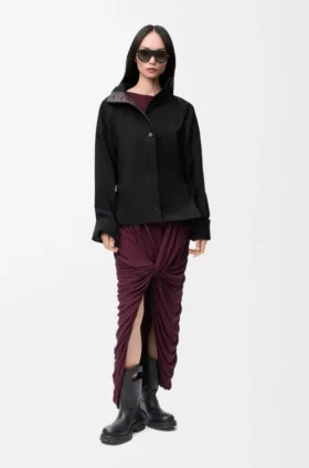 Hooded Jacket in Cotton and Silk