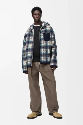 Hooded Jacket in Wool and Linen