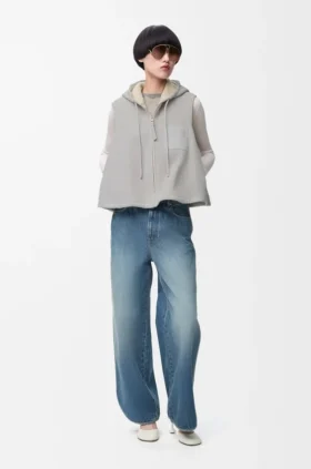 Hooded Vest in Shearling