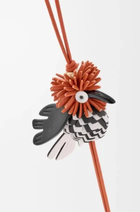 Hoopoe Bird Charm in Classic Calfskin