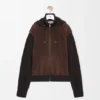Hybrid Zip-Up Hoodie in Suede Goatskin and Wool Blend Hybrid Zip-Up Hoodie in Suede Goatskin and Wool Blend