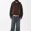 Hybrid Zip-Up Hoodie in Suede Goatskin and Wool Blend Hybrid Zip-Up Hoodie in Suede Goatskin and Wool Blend