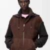 Hybrid Zip-Up Hoodie in Suede Goatskin and Wool Blend Hybrid Zip-Up Hoodie in Suede Goatskin and Wool Blend