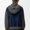 Hybrid Zip-Up Hoodie in Suede Goatskin and Wool Blend