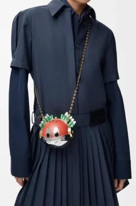 Knight Cat Clutch in Metal and Nappa Lambskin