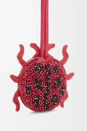 Ladybug Keyfob Charm in Beaded Leather