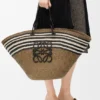 Large Anagram Basket in Iraca Palm and Calfskin
