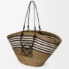 Large Anagram Basket in Iraca Palm and Calfskin