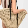 Large Braid Basket in Iraca Palm and Calfskin