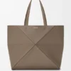 Large Horizontal Puzzle Fold Tote in Soft Grained Calfskin