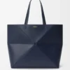 Large Horizontal Puzzle Fold Tote in Soft Grained Calfskin
