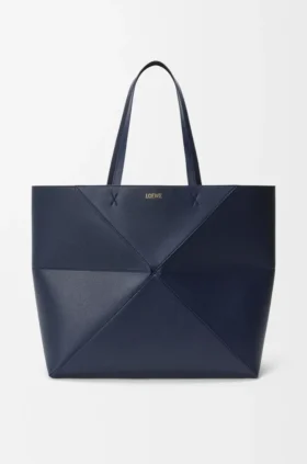 Large Horizontal Puzzle Fold Tote in Soft Grained Calfskin