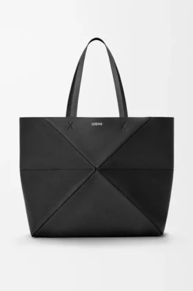 Large Horizontal Puzzle Fold Tote in Soft Grained Calfskin