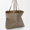 Large Horizontal Puzzle Fold Tote in Soft Grained Calfskin