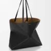 Large Horizontal Puzzle Fold Tote in Soft Grained Calfskin