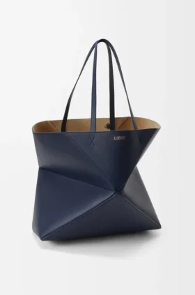 Large Horizontal Puzzle Fold Tote in Soft Grained Calfskin