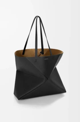 Large Horizontal Puzzle Fold Tote in Soft Grained Calfskin