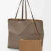 Large Horizontal Puzzle Fold Tote in Soft Grained Calfskin