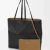 Large Horizontal Puzzle Fold Tote in Soft Grained Calfskin