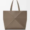 Large Horizontal Puzzle Fold Tote in Soft Grained Calfskin