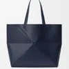 Large Horizontal Puzzle Fold Tote in Soft Grained Calfskin