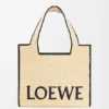 Large Loewe Font Tote in Raffia