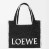 Large Loewe Font Tote in Raffia
