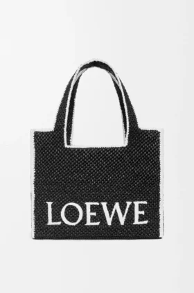 Large Loewe Font Tote in Raffia