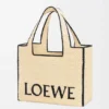 Large Loewe Font Tote in Raffia