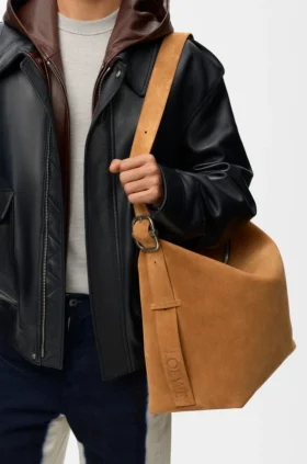 Large Loop Hobo in Suede Calfskin