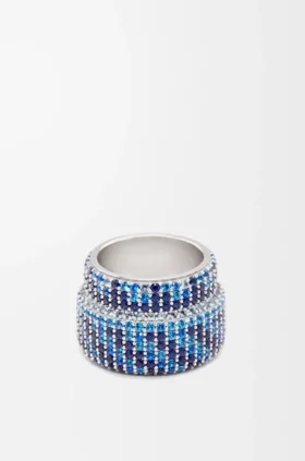 Large Pavé Ring in Sterling Silver and Crystals