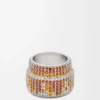 Large Pavé Ring in Sterling Silver and Crystals