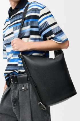 Loop Bucket in Supple Grained Calfskin