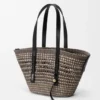 Medium Braid Basket in Iraca Palm and Calfskin Medium Braid Basket in Iraca Palm and Calfskin