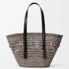 Medium Braid Basket in Iraca Palm and Calfskin Medium Braid Basket in Iraca Palm and Calfskin