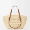 Medium Eclipse Basket in Raffia and Calfskin