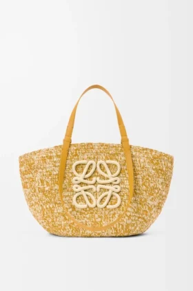 Medium Eclipse Basket in Raffia and Calfskin