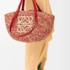 Medium Eclipse Basket in Raffia and Calfskin