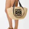 Medium Eclipse Basket in Raffia and Calfskin