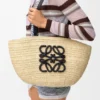 Medium Eclipse Basket in Raffia and Calfskin
