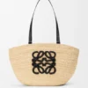 Medium Eclipse Basket in Raffia and Calfskin