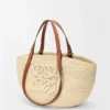 Medium Eclipse Basket in Raffia and Calfskin