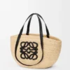 Medium Eclipse Basket in Raffia and Calfskin