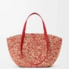 Medium Eclipse Basket in Raffia and Calfskin