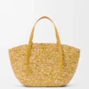 Medium Eclipse Basket in Raffia and Calfskin