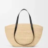 Medium Eclipse Basket in Raffia and Calfskin