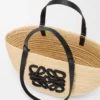 Medium Eclipse Basket in Raffia and Calfskin