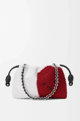 Medium Lion Beads Flamenco Purse in Beaded Canvas and Calfskin