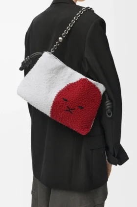 Medium Lion Beads Flamenco Purse in Beaded Canvas and Calfskin