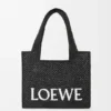 Medium Loewe Font Tote in Raffia Medium Loewe Font Tote in Raffia